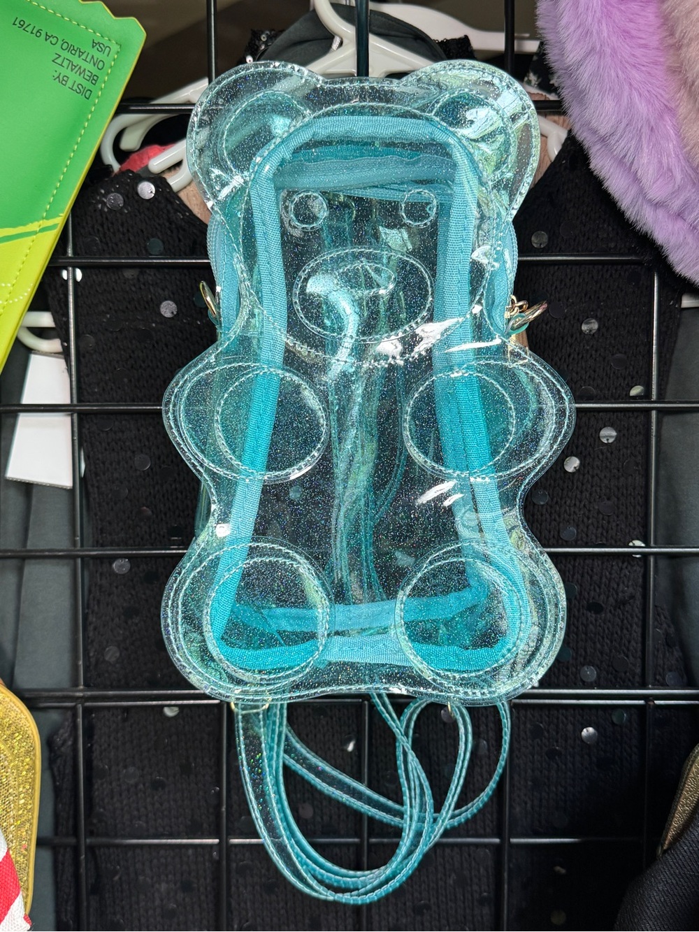 NWOT Blue Glitter Gummy Bear Backpack Crossbody